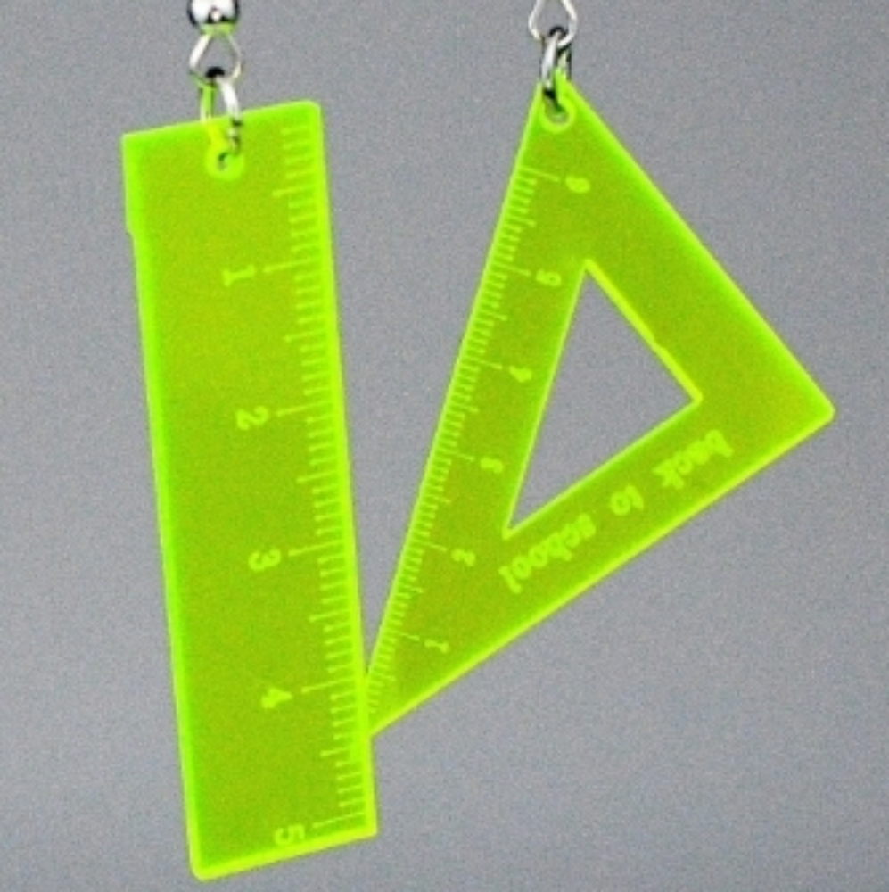 mini ruler earrings / iridescent earrings